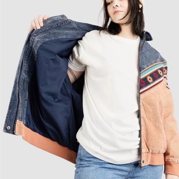 Roxy Good Old Days Colorblock Cotton Corduroy Bomber Jacket Size M - Picture 12 of 12